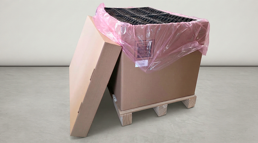 Contenedores y medias cajas de cartón corrugado industrial